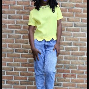 DIANE SCALLOPED BUTTON BACK TOP